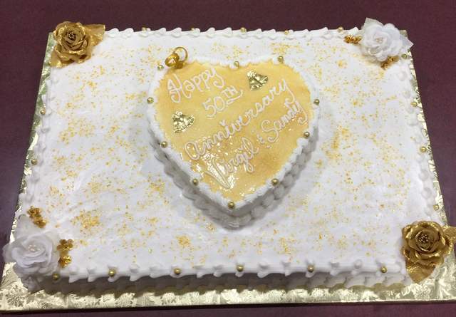 Gold Heart on Sheetcake