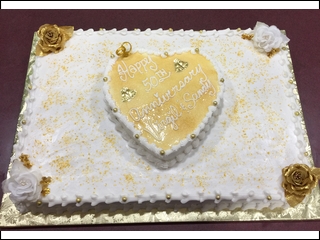 Gold Heart on Sheetcake